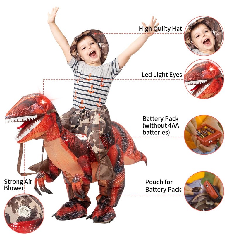 GOOSH Inflatable Dinosaur Costume for Kids Halloween Costumes Boys Girls Funny Blow up Costume for Halloween Party Cosplay (4-6Yrs) - Image 3